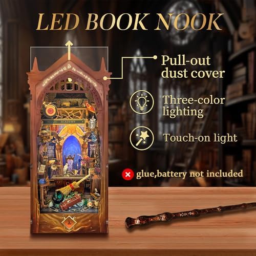 Magic Book Nook with Remote Wand DIY Dollhouse Miniature Kit - Image 4