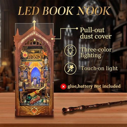 Magic Book Nook with Remote Wand DIY Dollhouse Miniature Kit - Image 4