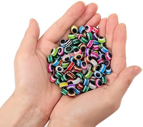 200pcs Oval Evil Eye Beads Handmade Resin Lampwork Bead 10mm Charms Spacer Beads with Elastic Rope for Bracelets Necklace Jewelry Craft Making (Oval-Multi-Color) - Image 5