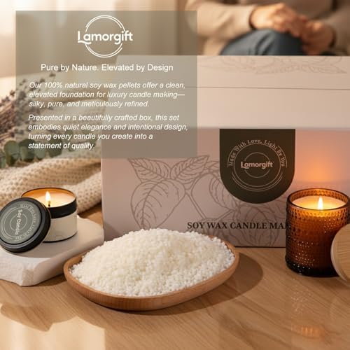 LAMORGIFT Soy Candle Making Kit with Wax Melter for Adults- Natural Soy Wax with Candle Making Supplies, 4 Jars& 4 Tins, Wax Melting Pot and More, Colored Scented Candle DIY Kit for Christmas Gift Set - Image 5