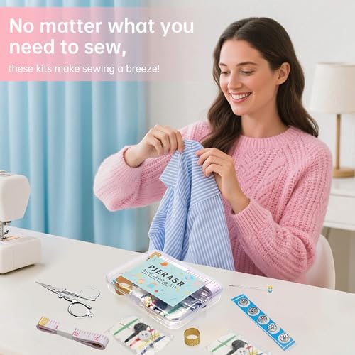 Min Sewing Kit, Travel Sewing Kit with Multi-Color Threads, Scissors, Needles, Buttons, Portable Emergency Sewing Tool Set with Storage Case, Adults Sewing Repair Kit for Craft Supplies - Image 4