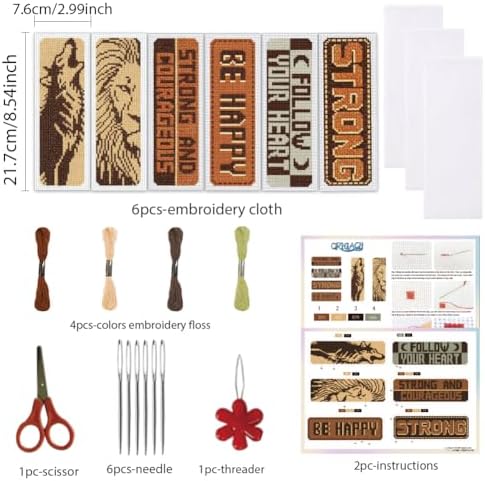 ORIGACH 6 Set Men Inspirational Scripture Cross Stitch Bookmark Kit - Image 2
