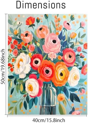 YarnMate Flowers in Vase Paint by Numbers Kit for Adults - Paint by Number on Canvas Without Frame, DIY Acrylic Painting for Gift Home Wall Decor (16x20 Inch) - Image 2