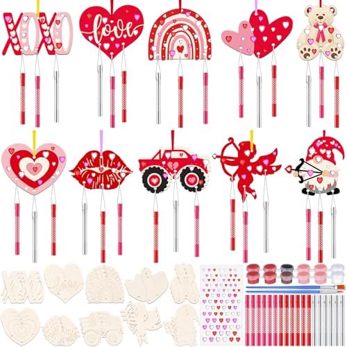 JellyArch Valentine 30 Pack DIY Wind Chime Kit Art and Crafts by JellyArch