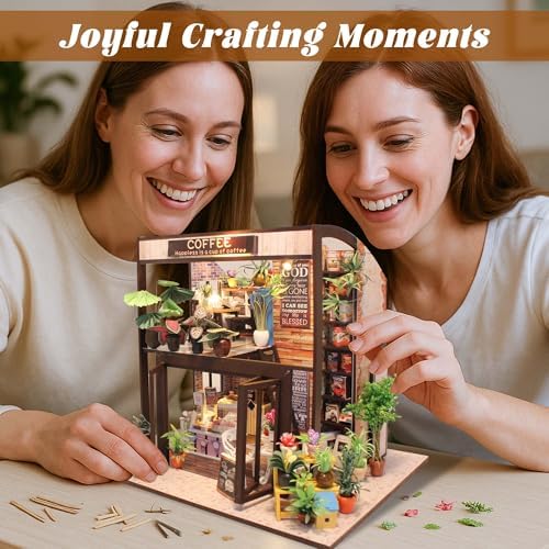 Flever Dollhouse Miniature DIY House Kit Creative Room with Furniture for Romantic Valentine's Gift(Time of Coffee) - Image 4