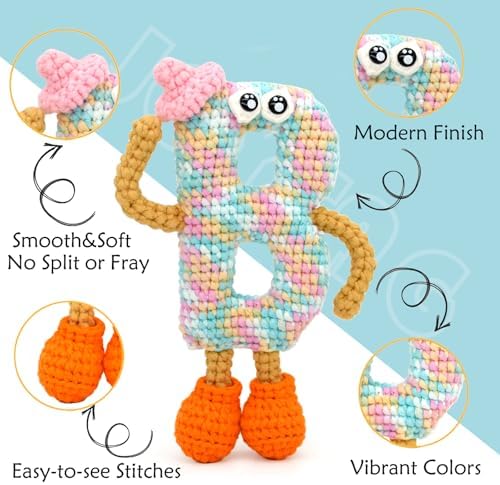 4 Pack Rainbow Beginner Crochet Yarn for Crocheting Knitting Multicolor Cotton Blend Yarn for Beginners with Easy-to-See Stitches - Image 5