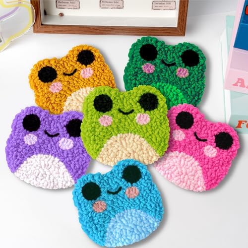 WATINC Punch Needle Coaster Kit - 6 Pattern DIY Craft for Beginners, Frog - Image 4