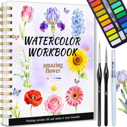 Watercolor Workbook for Beginner, Geirvte 14 Guided Flower Painting Project by Unknown