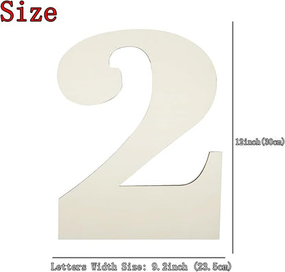 12 Inch Large Unfinished Wood Number, Paintable Unfinished Blank Wooden Numbers Board Unfinished Wood Slices for Birthday Wedding Graduate Party Wall Hang Decor - 2