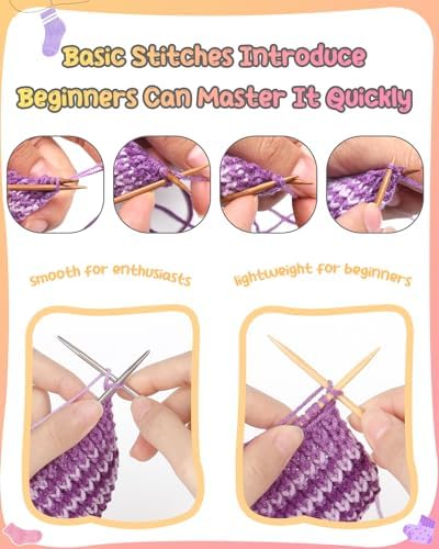 Katech Knitting Kit for Beginner Adults W/Socks Step-by-Step Instruction - Image 3