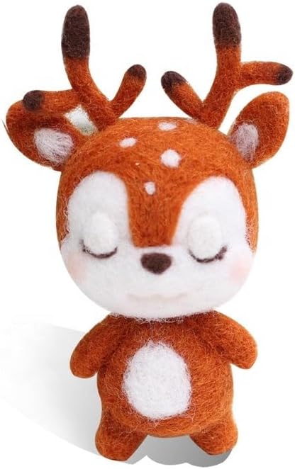 Wizardi Beginner Needle Felting Kit for Adults - Deer. Animal Felting Kit 8x5x3.5cm. Felting Tools. Wool Felting Supplies. Felt Crafts. Wool Felt. F07N8-W2 by Wizardi
