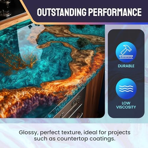 Dave & Diana Crystal Clear Epoxy Resin 1 Gallon – Includes 1/2 Gallon Each of Resin A & Hardener B, Anti-Yellowing, Wear-Resistant, High Gloss, No-Bubble Casting for Crafts, Jewelry, Woodwork & Molds - Image 3