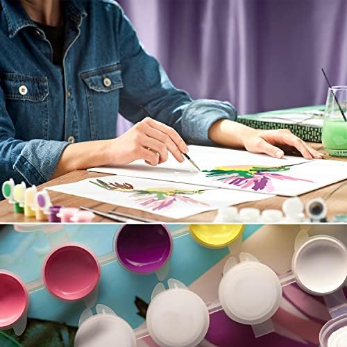 ARTEZA Paint by Numbers for Adults, 12x16 Inches, 21-Piece Hummingbird Painting Kit, Includes Canvas Panel, 12 Acrylic Paint Pots & 5 Paintbrushes for Home & Office Decor - Image 6