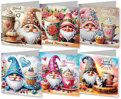 MaiYiYi 6 Pack 5D DIY Gnome Diamond Painting Greeting Cards Art Kits by MaiYiYi