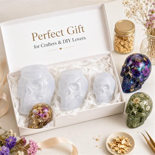 3pcs 3D Skull Resin Molds,Skull Molds for Epoxy Resin Casting- Candle Wax - Image 7