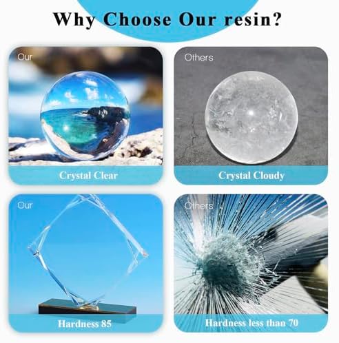 Epoxy Resin, 32OZ Epoxy Resin Crystal Clear, Not-Yellowing No-Bubble, Self Leveling Easy Pour/Mix 1:1 Casting Kit & Coating for DIY Jewelry Making, Art Resina Clear Crafts, Molds, River Tables - Image 2