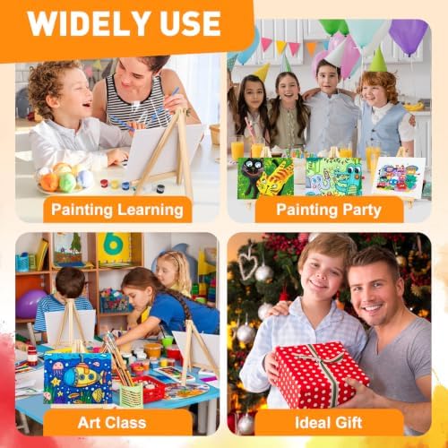 ESRICH 12 Pack 8x10 Canvas and Easel Set, Mini Acrylic Paint, Paint Brushes, Palettes, Aprons, Painting Kits for Adults Couples Friends Date Night Sip and Paint Party Supplies - Image 5