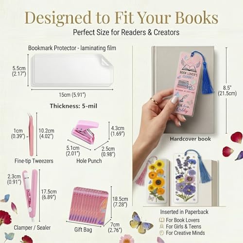 Pressed Flower Bookmark Kit, Make Your Own Clear Dried Flower Bookmarks DIY with 30 PET Sleeves, Tassels, Gift Bags and Sealing Tool. Craft Party Kit for Adults & Gifts for Book Lovers - Image 7