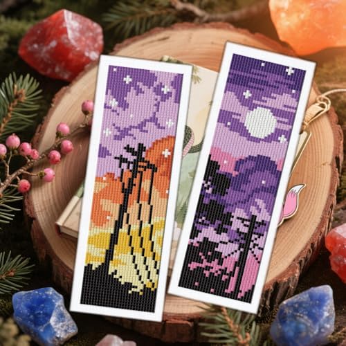ORIGACH 6 Set Sunset Mountain Silhouette Cross Stitch Bookmark Kit - Image 6