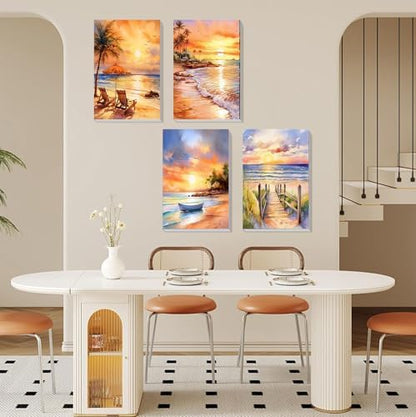 4 Pack Framed Paint by Numbers Kit for Adults Beginners, Beach 8x12 inch - Image 4