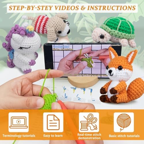 KIECIK Crochet Knitting Kit for Beginners – 6 PCS Crochet Animal Kit - Image 2