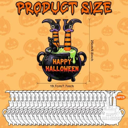 24 Pcs Halloween Coloring Wreath Crafts Color Your Own Witch Pot Crafts - Image 2
