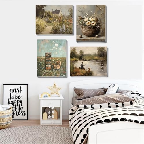NEGEKFKX 4 Pack Retro Paint by Numbers Kit for Adults Beginner with Framed,Flowers Easy Adult Paint by Number Kits on Canvas DIY Painting for Beginners Art by Numbers for Home Wall Decor 10x12 Inch - Image 3