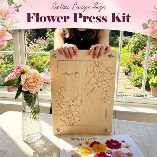 Extra Large Wooden Flower Press Kit– 15" x 11" Pressing Tool Set for Adults - Image 3