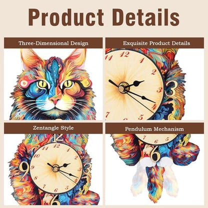 3D Puzzles for Adults, Cat Wall Clock 3D Wooden Puzzles Clock Kits for DIY Birthday Gift for Women Men Home Decor Holiday Christmas - Image 5