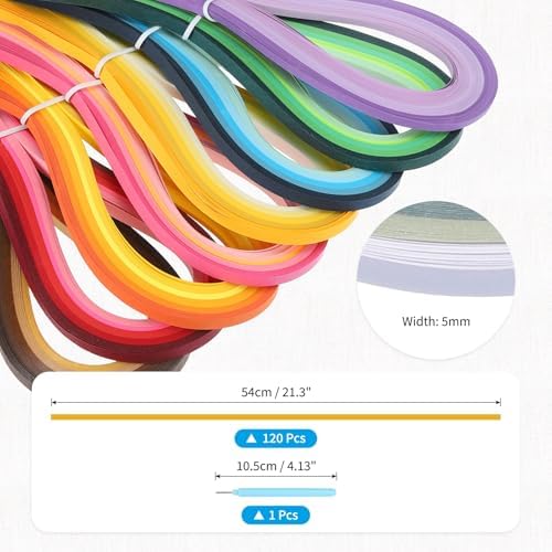 MECCANIXITY Paper Quilling Kit, 21.3 Inch 5mm Paper Quilling Strips with Blue Pen for Beginners DIY Hand Crafts Teaching Tools Flower Decoration(Black, White, Pack of 120) - Image 2
