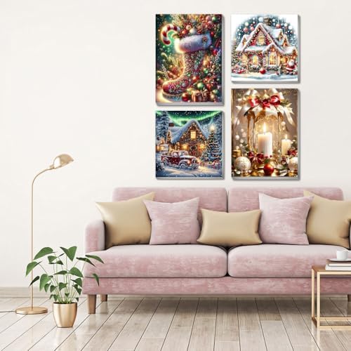 4 pack Christmas Paint by Numbers Kit for Adults Beginner with framed - Image 4