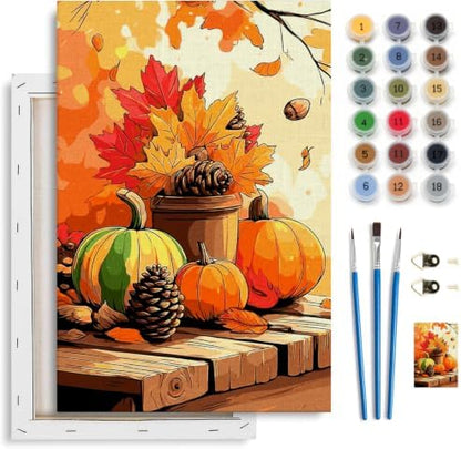 Spandrel Pumpkin Framed Paint by Numbers Kit for Adult, Halloween Adult Paint by Number Kits on Canvas, DIY Acrylic Oil Easy Autumn Painting by Numbers Fall for Home Wall Decor, 8x12in by Unknown