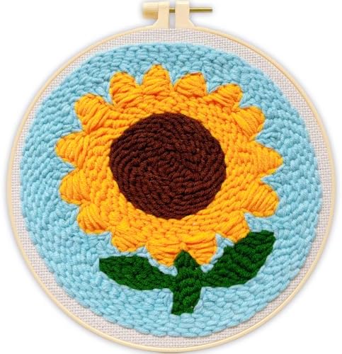 Sunflower Punch Needle Kit for Beginners Adults, with Embroidery Hoop by TCDZMYGS