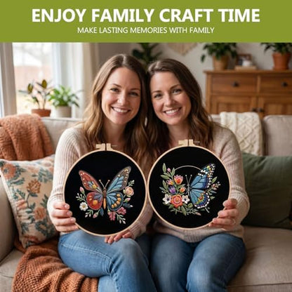 Santune Embroidery Kit Needlepoint Cross Stitch Kits for Beginners Adult Needle Point Sets with Butterfly Embroidery Patterns, Includes Step-By-Step Instructions and Accessories - Image 5