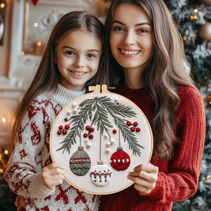 Santune Christmas Embroidery kit,Fall Needlepoint Cross Stitch Kits for Beginners Adult,Needle Point Sets,4 Embroidery,2 Hoops,Christmas Ornaments - Image 7