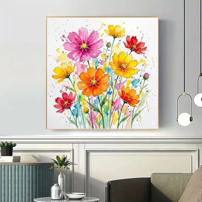 MaiMMaledy Paint by Numbers Kit for Adults Beginners with Framed Canvas Pictures Drawing Painting Acrylic Pigment with Wooden Triangle Easel 10Lx10W inch Watercolor Gesang Flower - Image 3