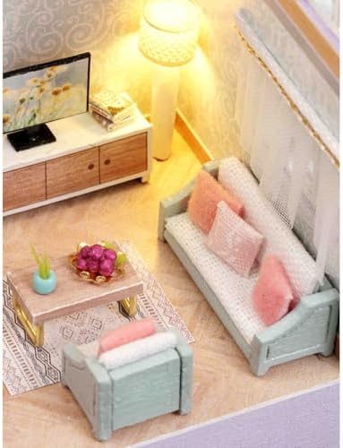 MAGQOO DIY Miniature Dollhouse Kit with Furniture 1:100 Scale Creative Room Mini Wooden Doll House Accessories DIY Miniature House Kit(Happy Manor) - Image 6