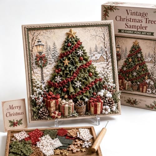 Trmonol Christmas 3D Fabric Poke Art Kit, DIY Christmas Craft Kit, Handmade Fabric Poke Art Kit for Adults and Beginners, Create Cozy Holiday Magic，Vintage Christmas Tree Sampler by Trmonol