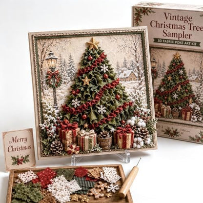Trmonol Christmas 3D Fabric Poke Art Kit, DIY Christmas Craft Kit, Handmade Fabric Poke Art Kit for Adults and Beginners, Create Cozy Holiday Magic，Vintage Christmas Tree Sampler by Trmonol