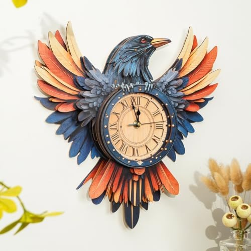 KAAYEE 3D Puzzles for Adults Raven Clock Crow Bird Wooden Puzzle DIY Craft - Image 6