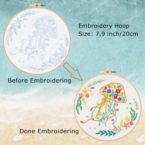 Louise Maelys Jellyfish Embroidery Kit for Beginners Adults - Image 4