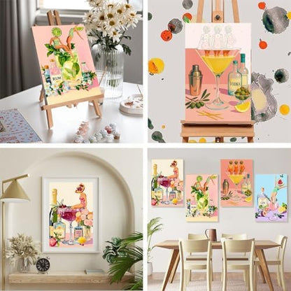 4 Pack Cocktail Paint by Numbers for Adults with Framed Canvas 8x12 inch - Image 5