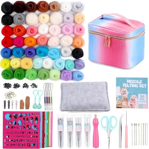 ZXIIXZ 50 Colors Needle Felting Kit, 185 Pcs Felt Kits for Beginners Adult by ZXIIXZ