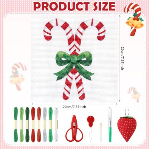 XunYee Needlepoint Canvas Kit, Christmas Candy Stick - Image 2