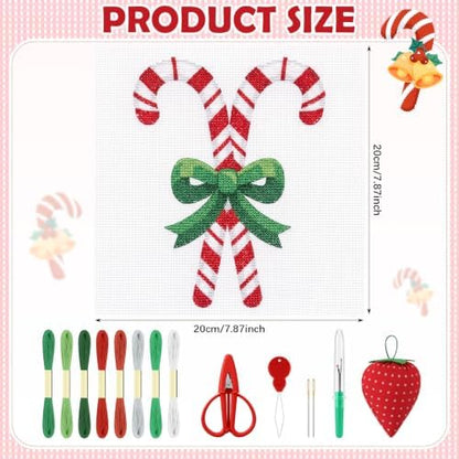 XunYee Needlepoint Canvas Kit, Christmas Candy Stick - Image 2