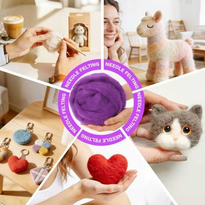VNAKER 3.4oz Needle Felting Wool Purple for DIY Needle Craft Enthusiasts - Image 5