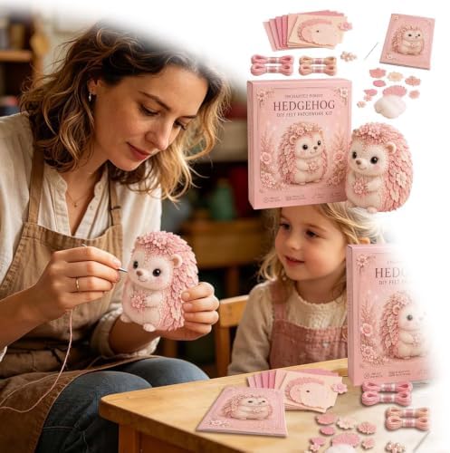Pink Woodland Friends DIY Felt Patchwork Kit, Pastoral Wild Creatures Handicraft Activity, Manual Tailoring Bundle for Cute Ornament Shelf Décor Quilting Crafting Creative Gift Projects (Pink#E) - Image 5