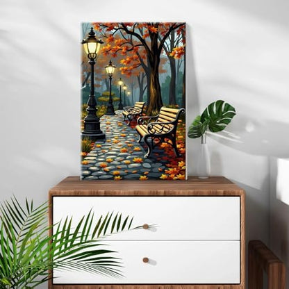 ATDMS Paint by Numbers Kit for Adults with Frame Autumn Landscape Paint by Number with Easel Forest Adult Paint by Number Kits Framed Canvas DIY Acrylic Oil Painting kits for Home Wall Decor 8x12 Inch - Image 4