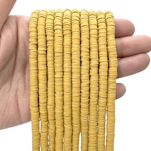 3600 PCS 10 Strands Polymer Clay Beads for Jewelry Making, Vinyl Heishi Beads 6mm for Surfer Bracelets Necklace Making (Ginger Yellow) by MIIIM