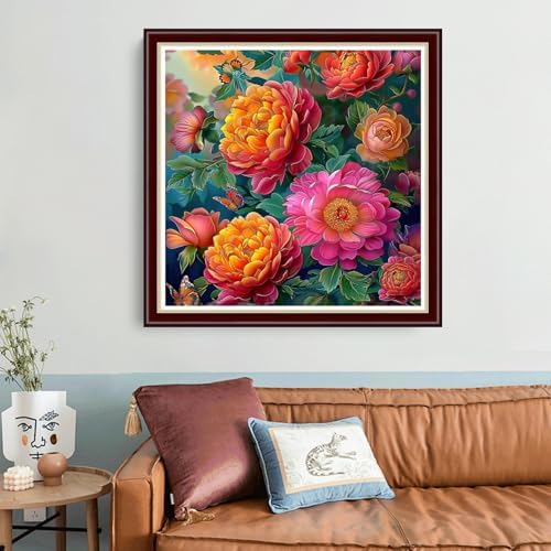 Joyhoor Cross Stitch Kits for Beginners Stamped Cross-Stitch Supplies Needlework preprint Embroidery Kits for Adults DIY Needlepoint Kit Embroidery Patterns 11CT- Rainbow-Colored Flowers 18x18 inch - Image 2